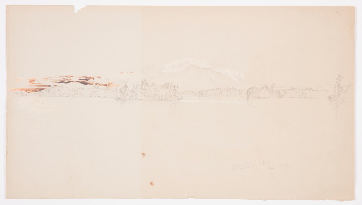 Tekening, Millinocket Lake, uitzicht op Mt. Katahdin, september 1878 door Frederic Edwin Church