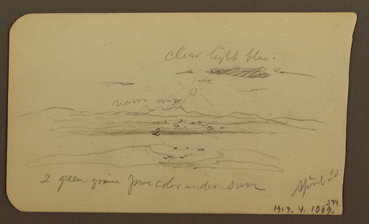 Tekening, Berglandschap, Figuur; Verso: Landschap, 30 april 1885 door Frederic Edwin Church