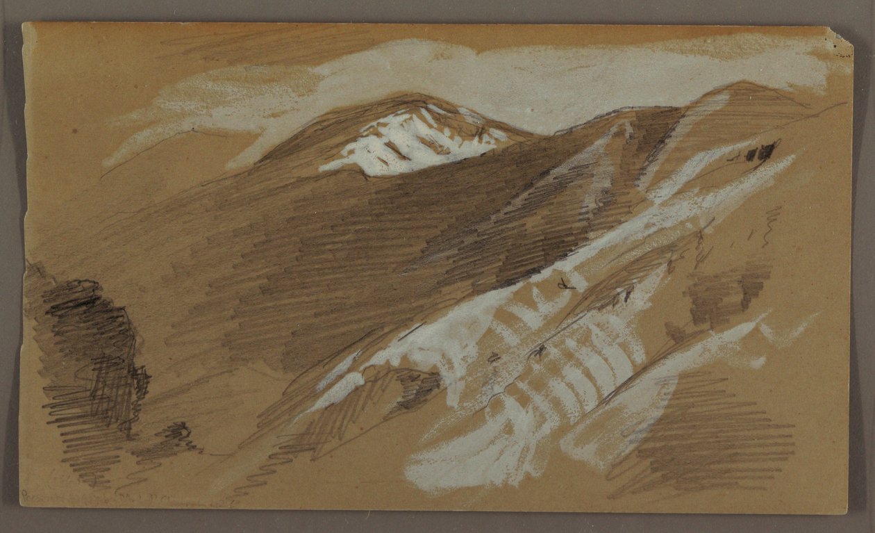 Tekening, Berglandschap, Jamaica, West-Indië, augustus 1868 door Frederic Edwin Church