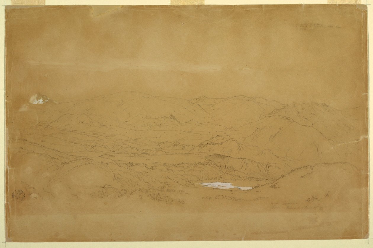 Tekening, Berglandschap bij Guanojo en Guaranda, Ecuador, 10 juni 1857 door Frederic Edwin Church