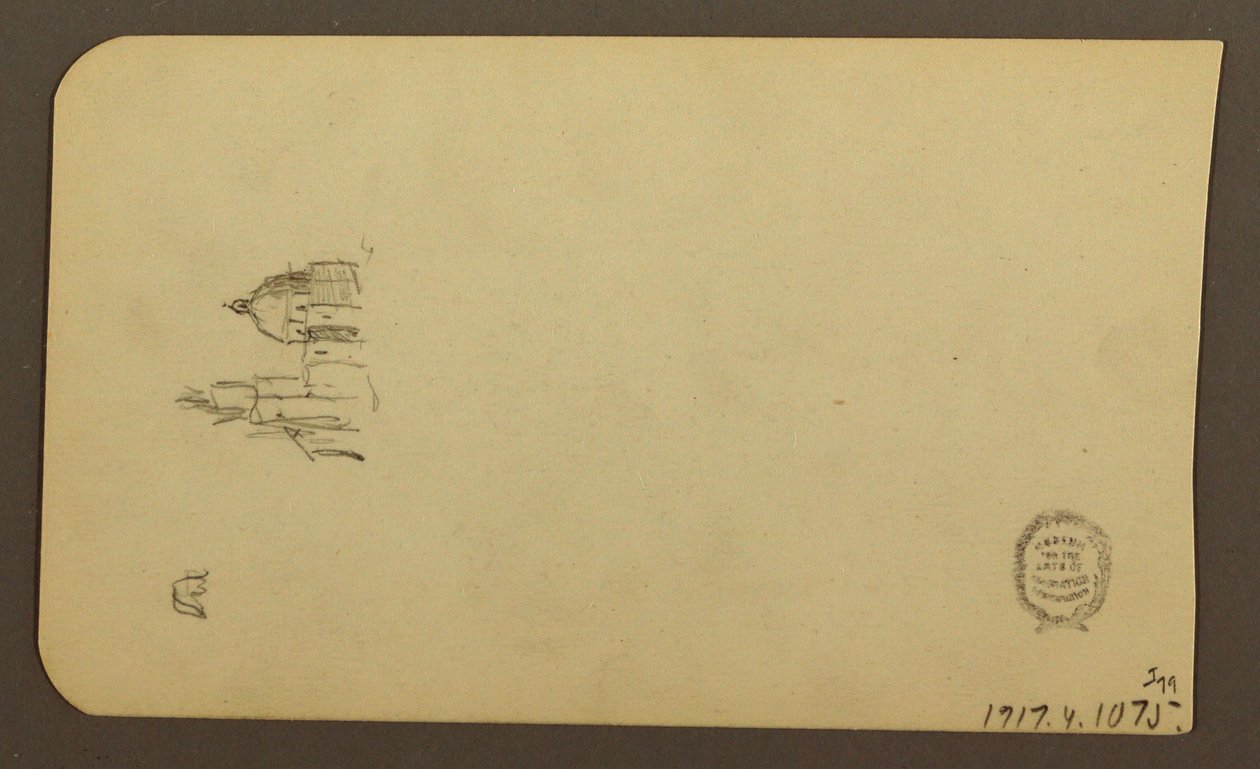 Tekening, Berglandschap; Verso: Kerk met koepel, april 1885 door Frederic Edwin Church
