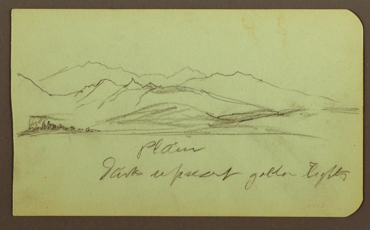 Tekening, Berglandschap; Verso: Berglandschap, Figuur, 1883 door Frederic Edwin Church