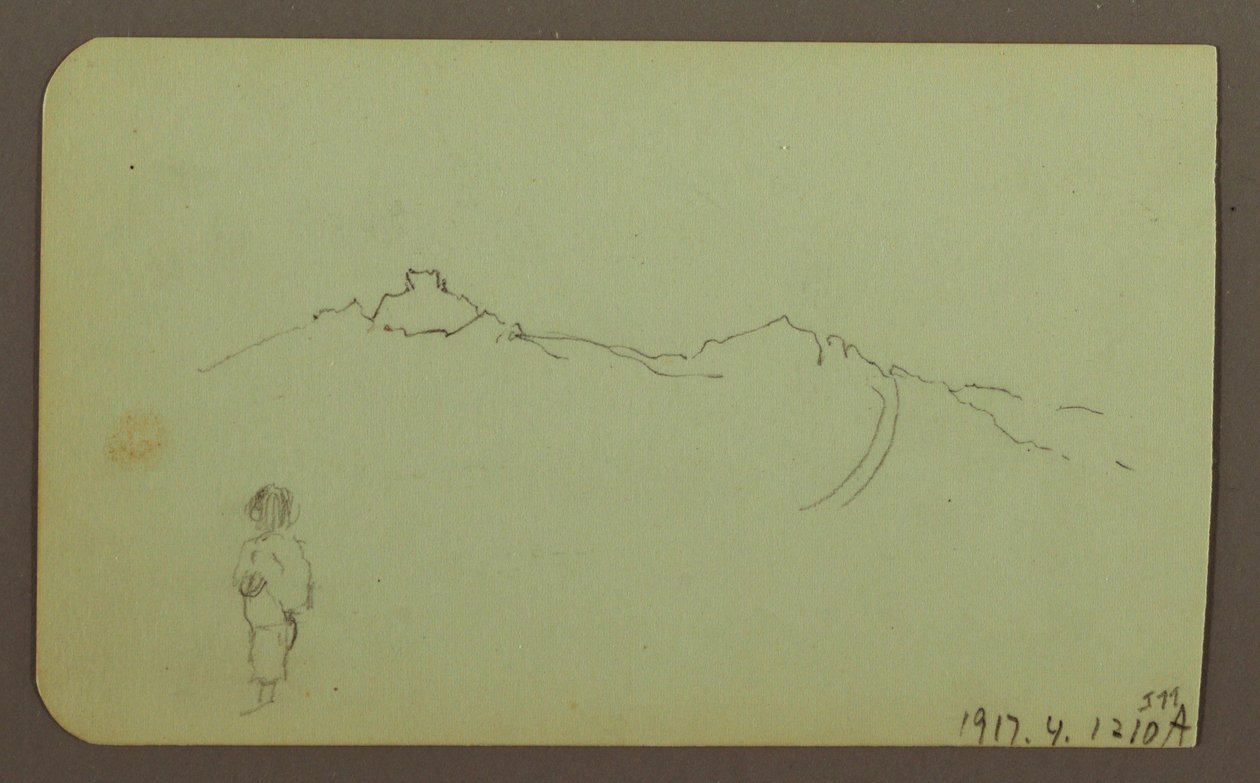 Tekening, Berglandschap; Verso: Bergketen, Figuur, 1883 door Frederic Edwin Church