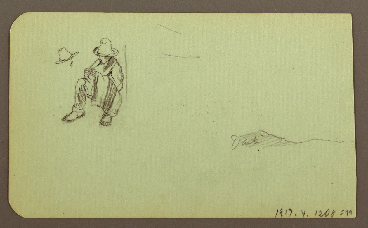 Tekening, Berglandschap; Verso: Zittende figuur, Berg, 1883 door Frederic Edwin Church