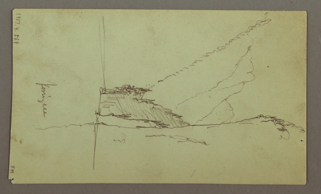 Tekening, Bergtoppen, Rivier, juli 1868 door Frederic Edwin Church
