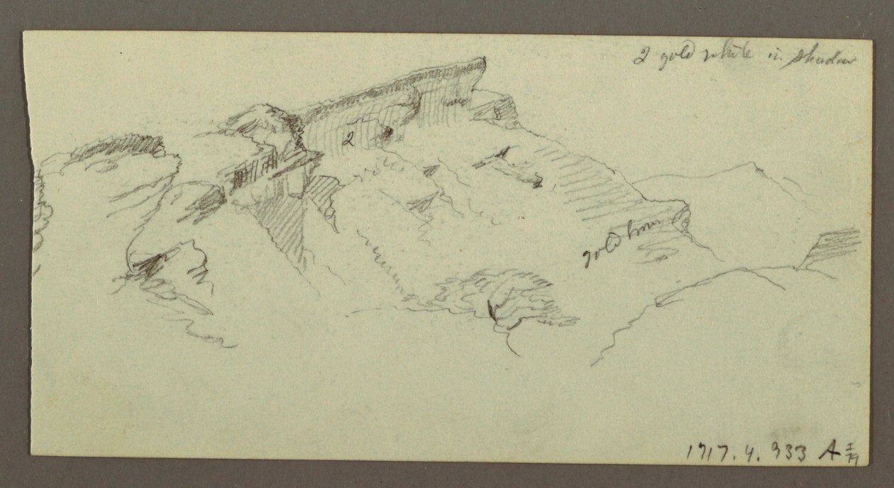 Tekening, Bergtoppen, mogelijk 1868 door Frederic Edwin Church