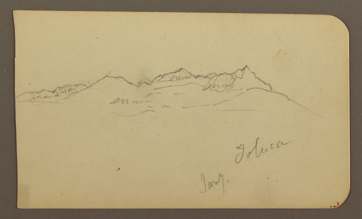 Tekening, Mountain Range, Toluca; Verso: Steeple, Mountain Ranges, Toluca, 7 januari 1885 door Frederic Edwin Church