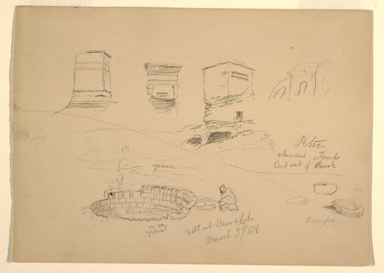 Tekening, Berg, Wady el-Arabah, 26 februari 1868 door Frederic Edwin Church