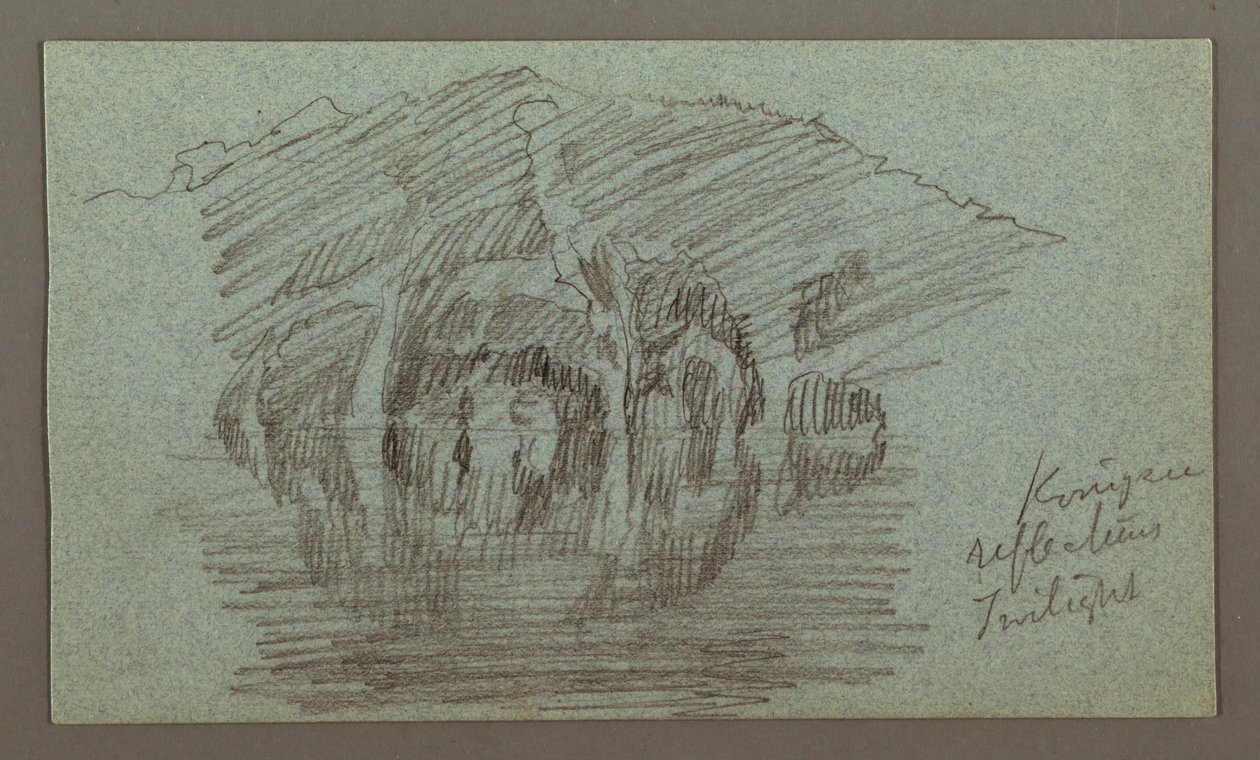 Tekening, Berg en weerspiegeling op meer, mogelijk 1868 door Frederic Edwin Church