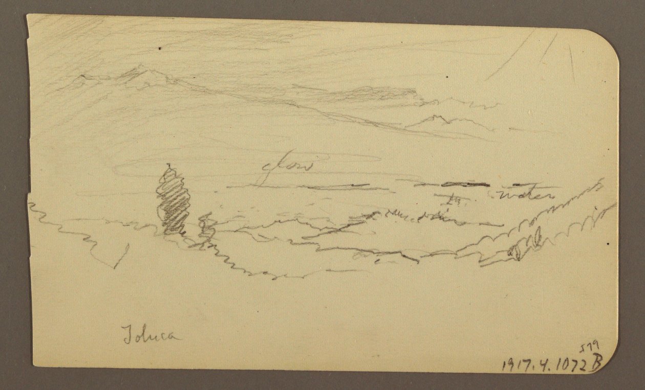 Tekening, Berglandschap, Toluca; Verso: Berg, Toluca, 20 april 1885 door Frederic Edwin Church