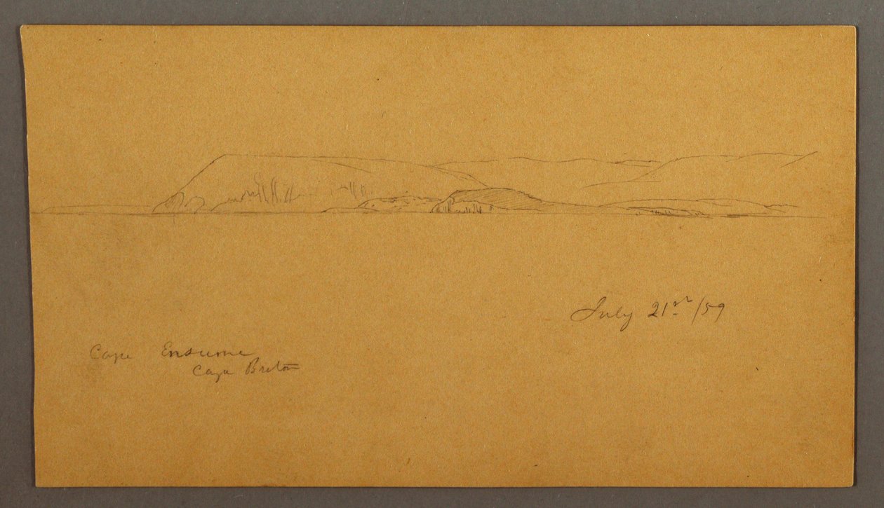 Tekening, Bergachtige kust, 21 juli 1859 door Frederic Edwin Church