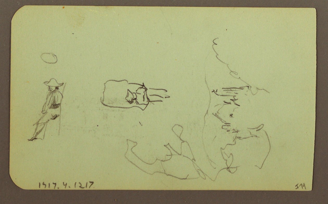 Tekening, Bergen, Kerk; Verso: Figuren, Kerk, 1883 door Frederic Edwin Church