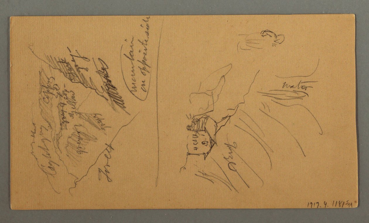 Tekening, Bergen van Wallis, Pennine Alpen, augustus 1868 door Frederic Edwin Church