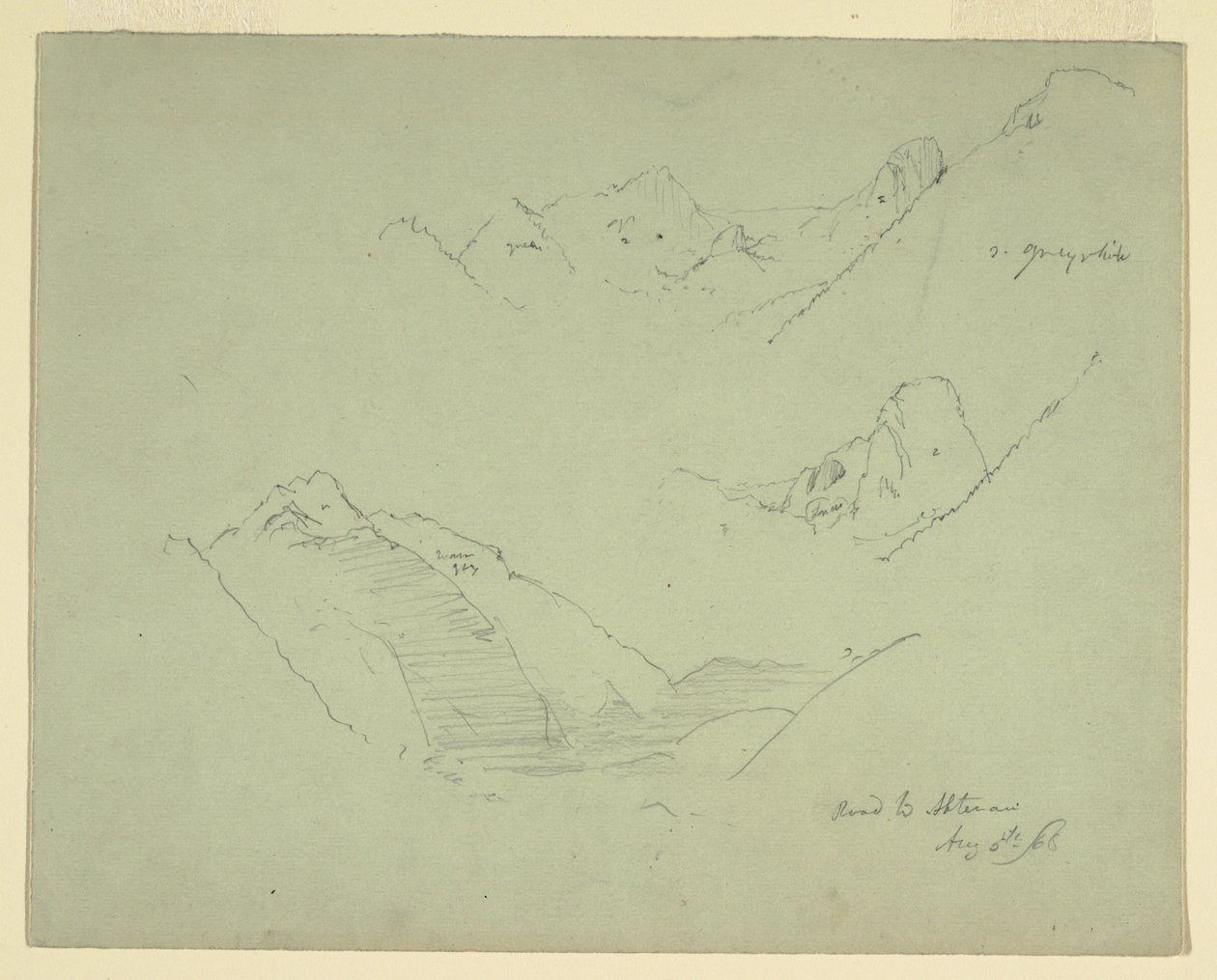 Tekening, Bergen bij Abtenau, Salzkammergut, 5 augustus 1868 door Frederic Edwin Church