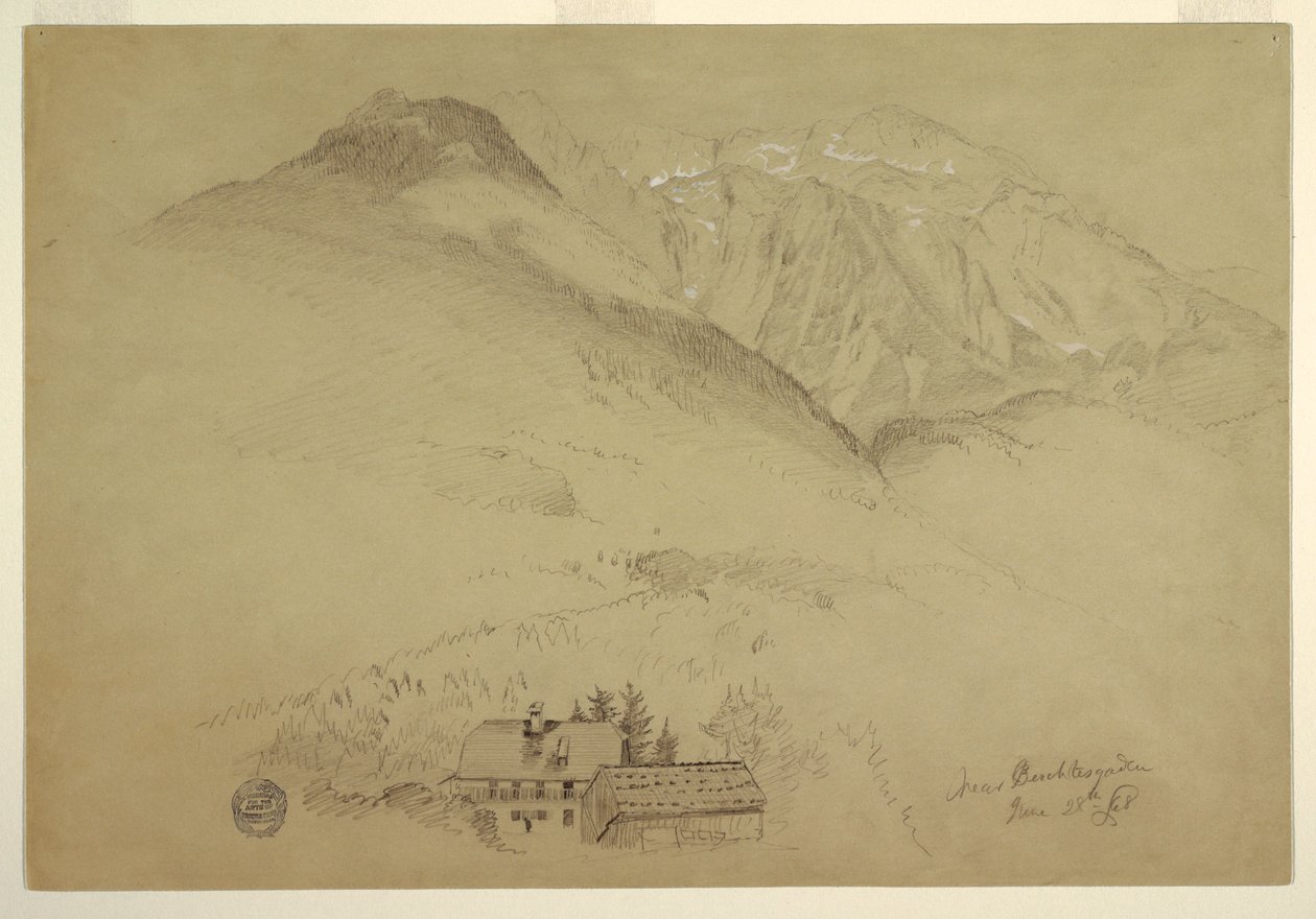 Tekening, Goell en Brett bij Berchtesgarden, Beieren, 28 juni 1868 door Frederic Edwin Church