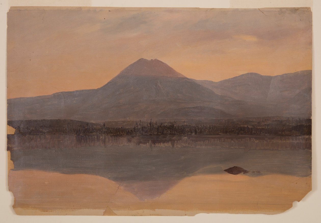 Tekening, Mt. Katahdin vanaf Lake Katahdin, 1860-70 door Frederic Edwin Church