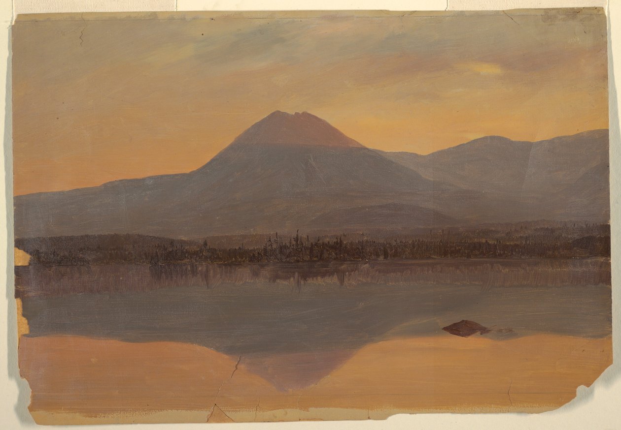 Tekening, Mt. Katahdin vanaf Lake Katahdin, 1860-70 door Frederic Edwin Church