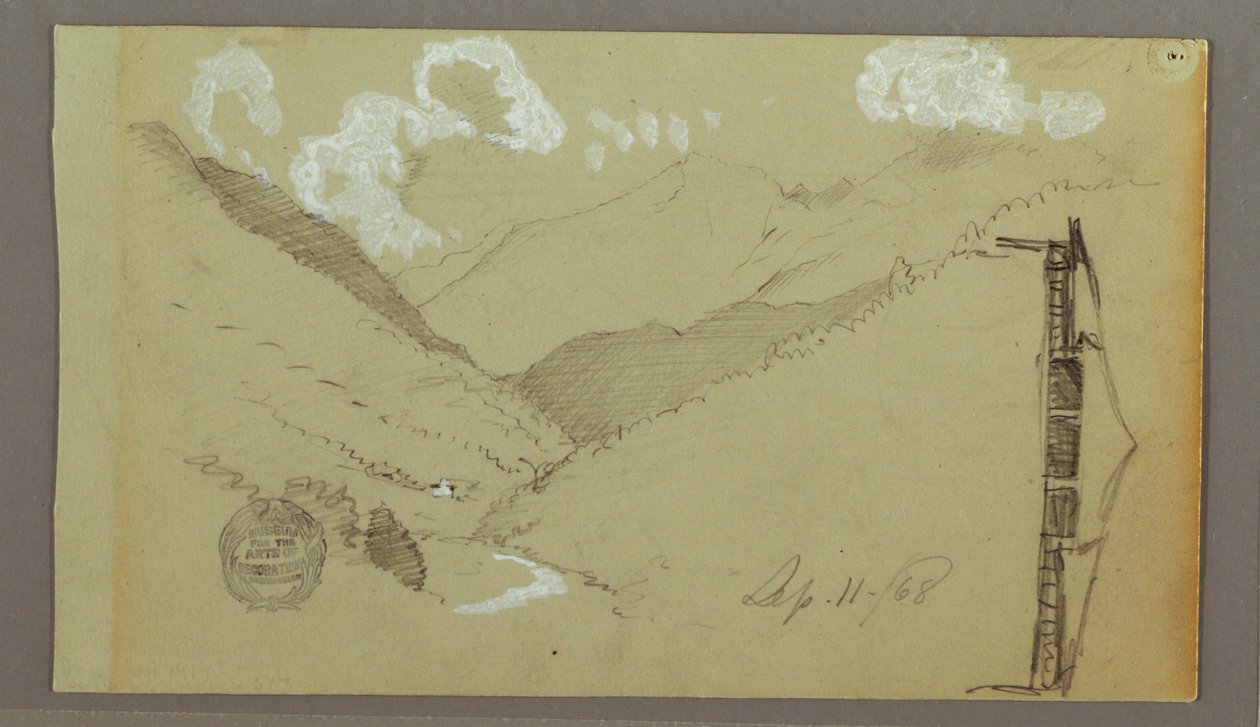 Tekening, Smalle Vallei, Gebouw, 11 september 1803 door Frederic Edwin Church