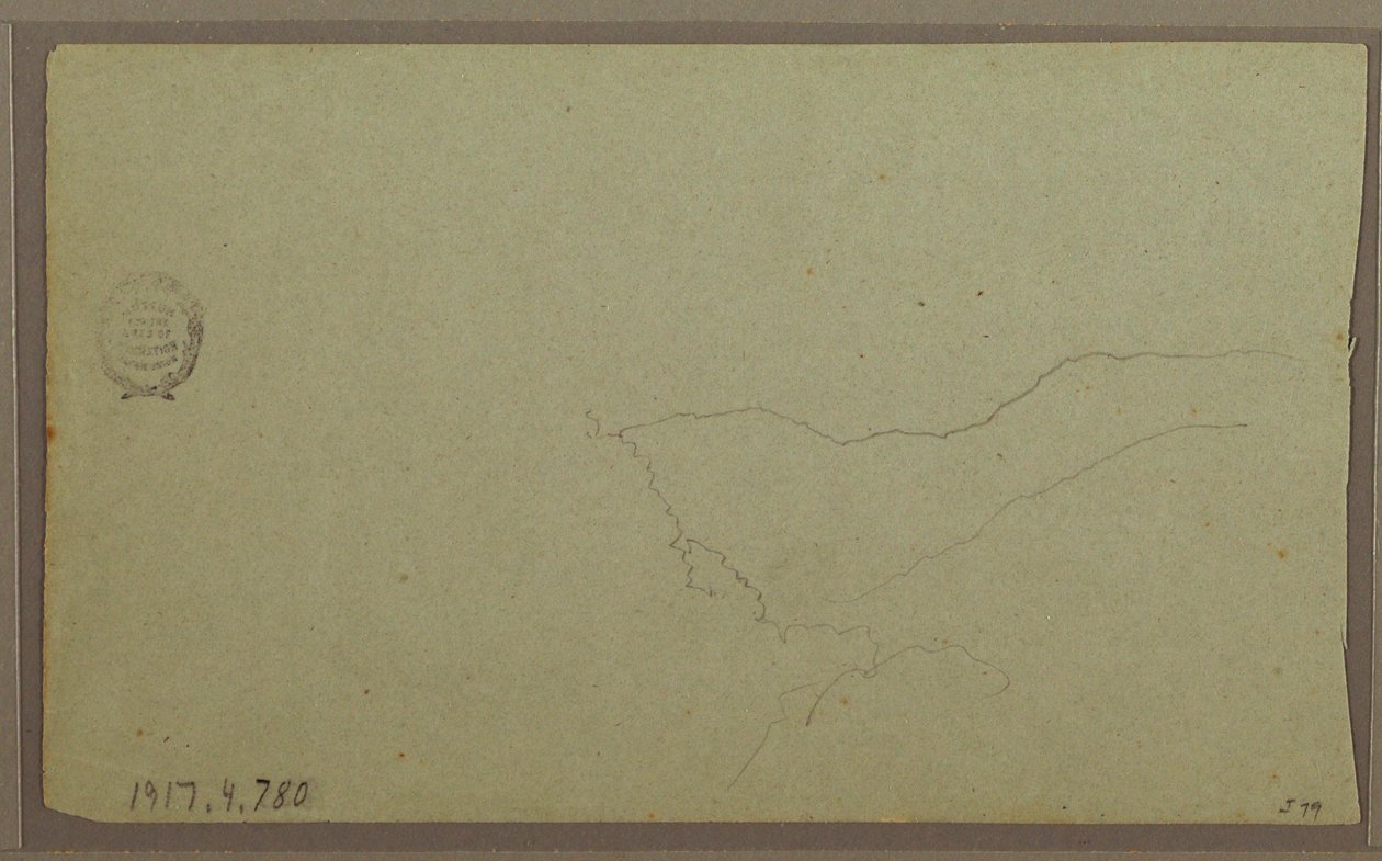 Tekening, bij San Miguel, Ecuador; Verso: Onvoltooide bergschets, 2 juni 1857 door Frederic Edwin Church