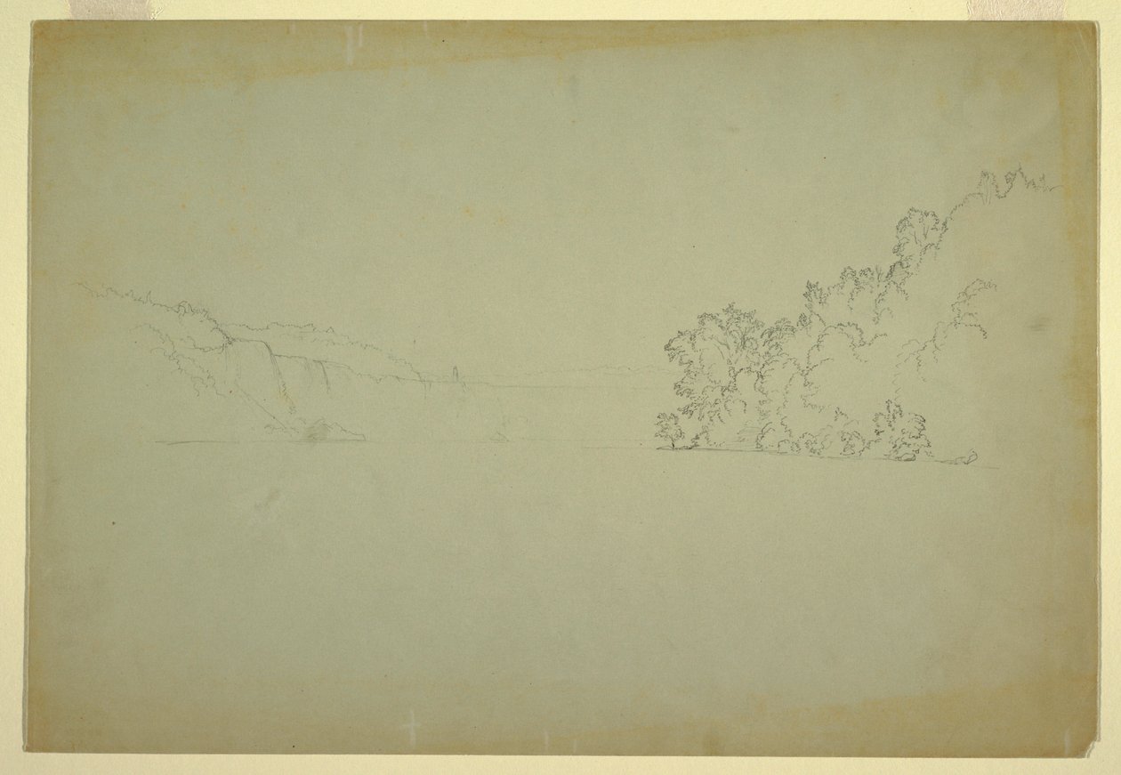 Tekening, Niagara-watervallen vanuit het noordwesten, 1856 door Frederic Edwin Church