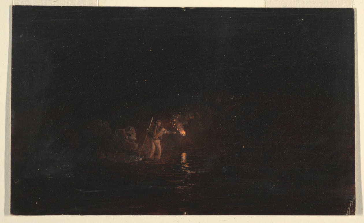 Tekening, Nachtvis scène, 1868-69 door Frederic Edwin Church