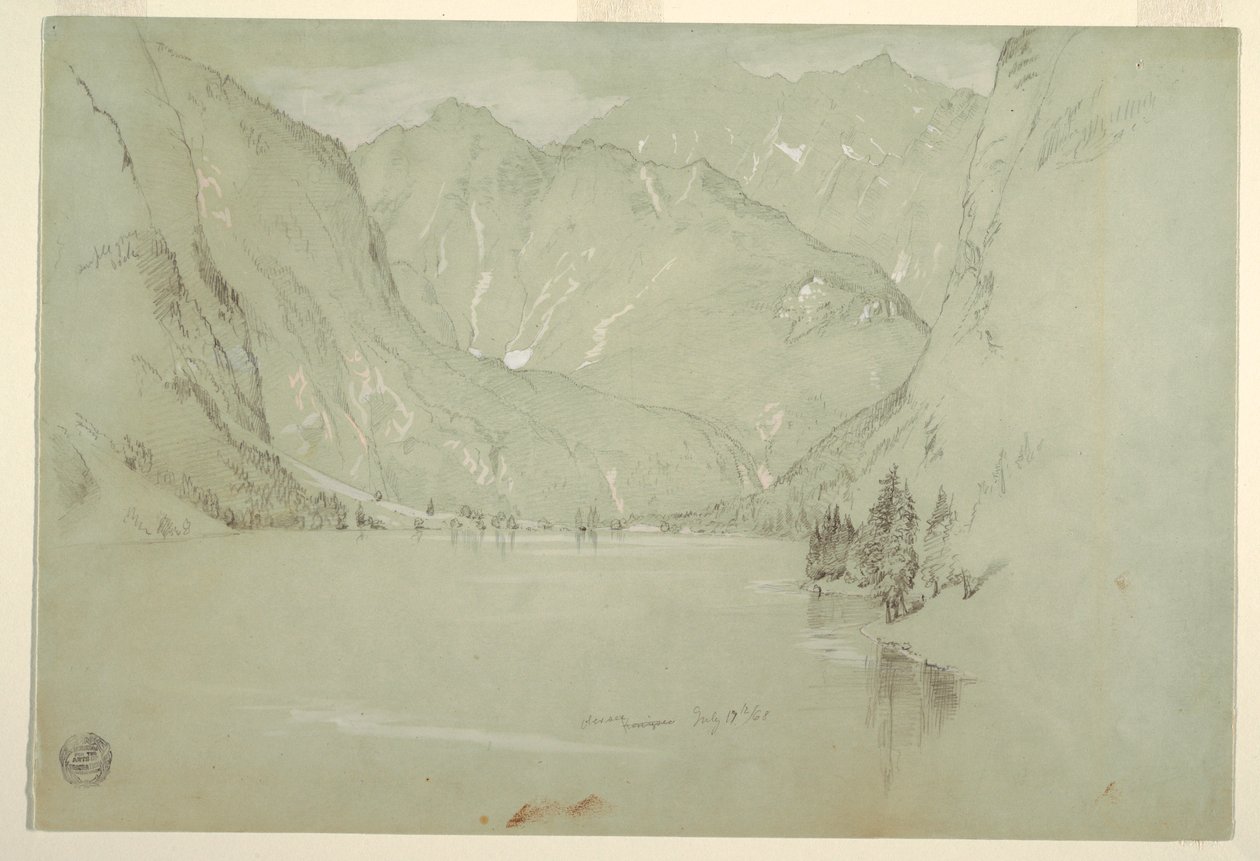 Tekening, Obersee, Berchtesgaden, Beieren, 17 juli 1868 door Frederic Edwin Church