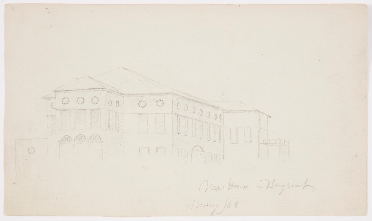 Tekening, Oud huis, Beiroet, 1868 door Frederic Edwin Church