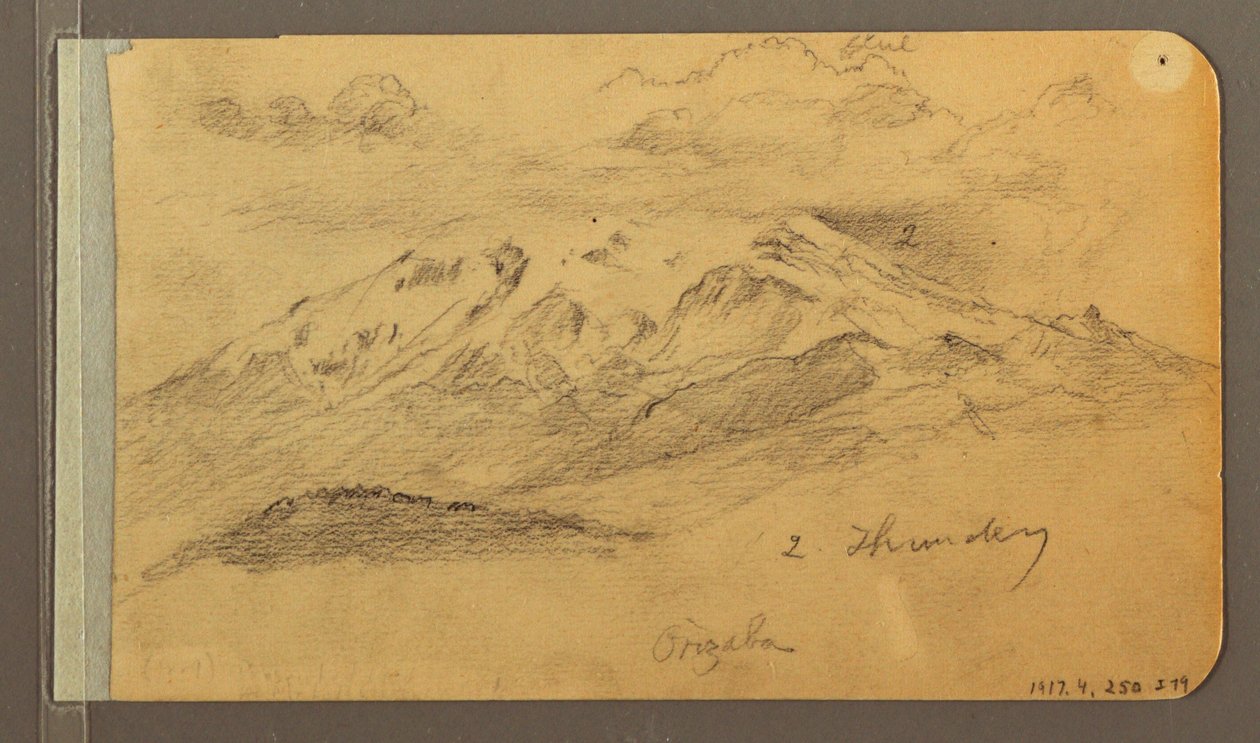 Tekening, Orizaba; Verso: Bewolkte lucht, dak, 1889 door Frederic Edwin Church