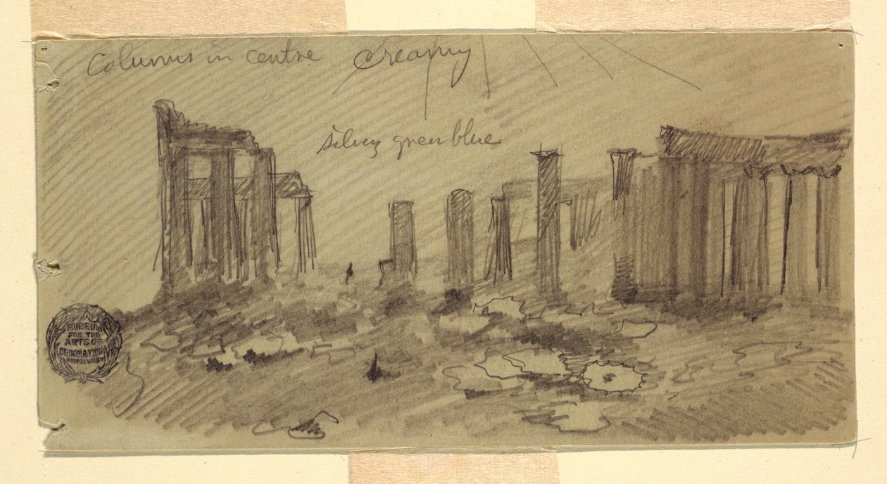 Tekening, Parthenon, Athene vanuit het westen, april 1869 door Frederic Edwin Church
