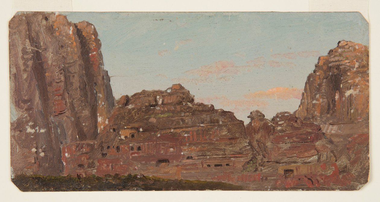 Tekening, Petra, Khirbet en-Nasara rotskamers, februari 1868 door Frederic Edwin Church