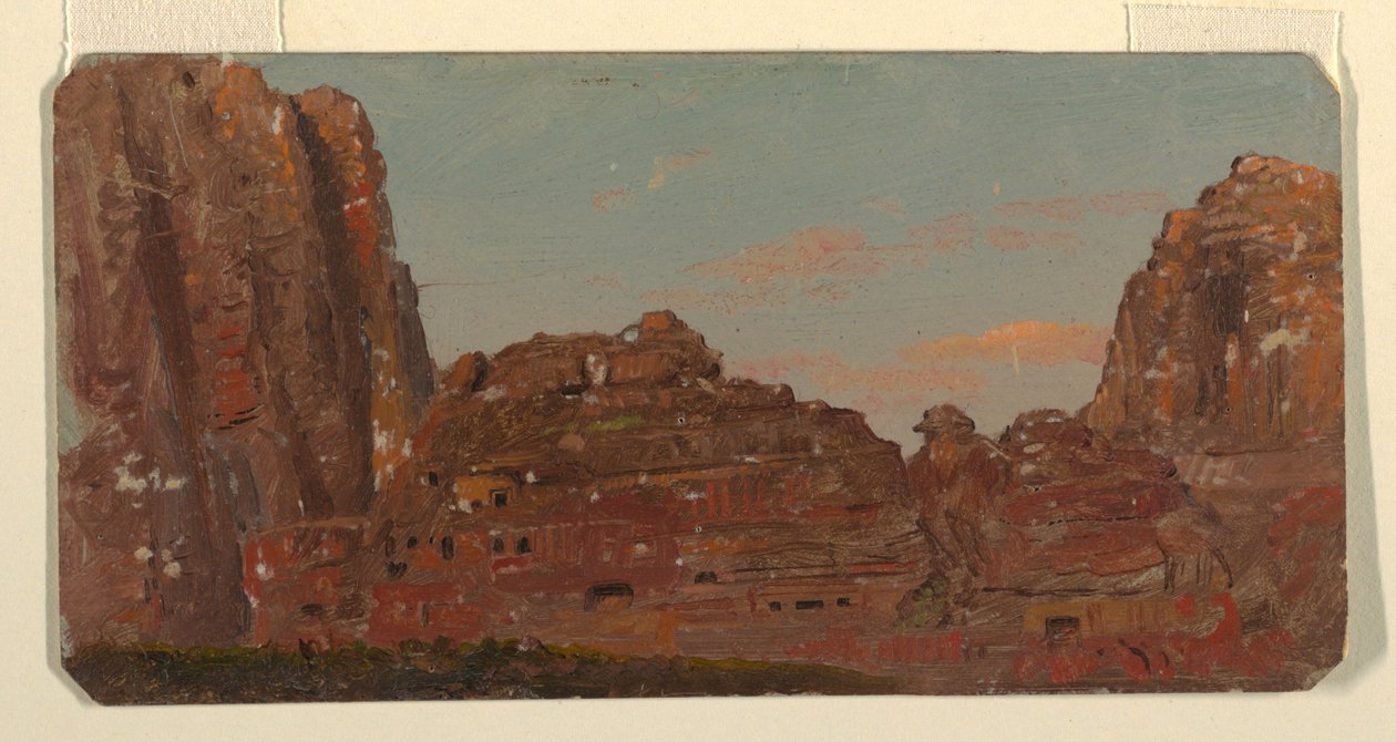 Tekening, Petra, Khirbet en-Nasara rotskamers, februari 1868 door Frederic Edwin Church