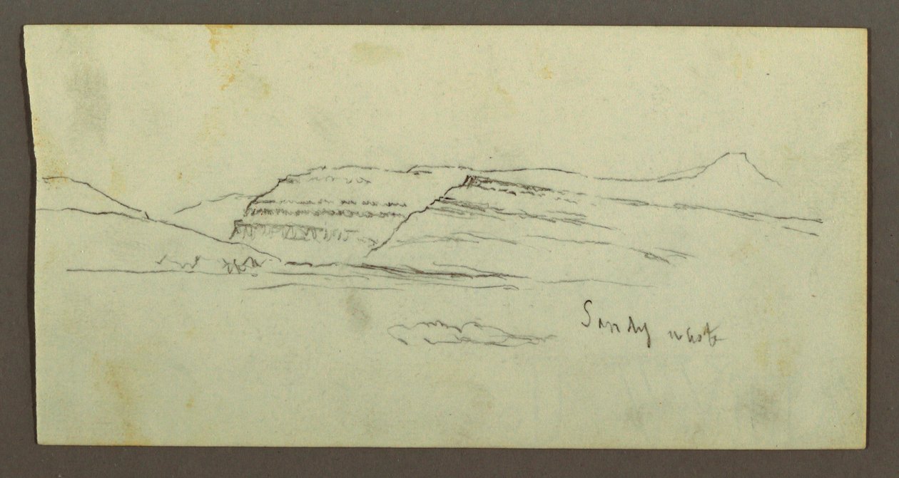 Tekening, vlakte en bergketen, mogelijk 1868 door Frederic Edwin Church