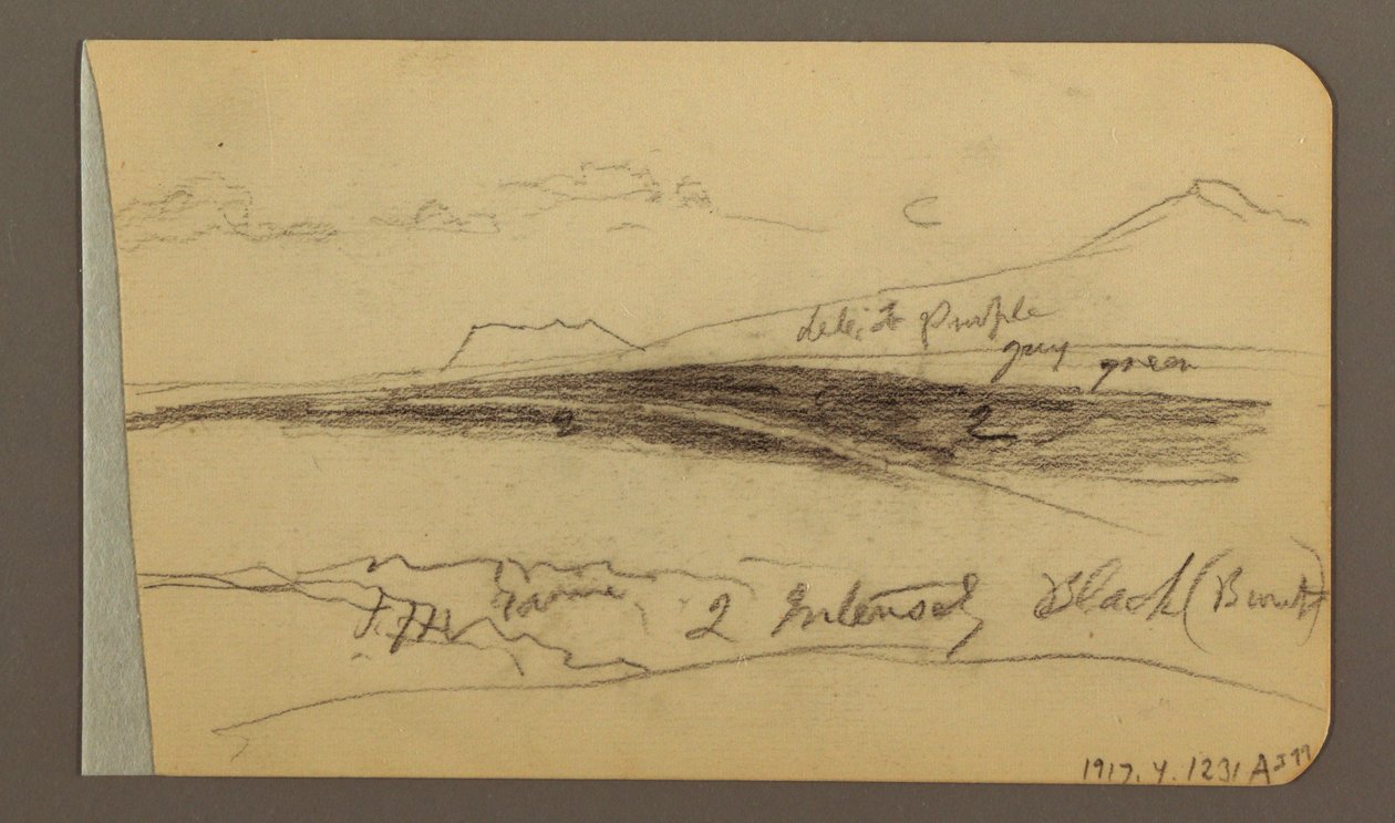 Tekening, vlakte, heuvel, stad; Verso: bergketen, 1889 door Frederic Edwin Church