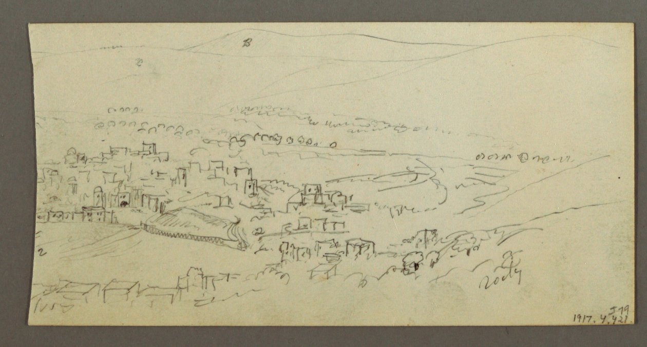 Tekening, zwembad en gebouwen, mogelijk 1868 door Frederic Edwin Church