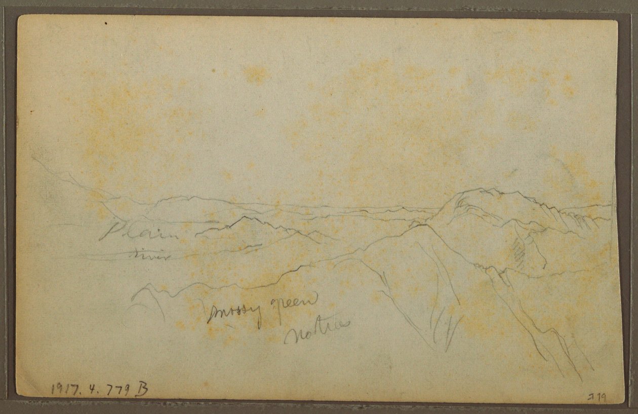 Tekening, Popayan, Colombia; Verso: Berglandschap, Colombia, 9 augustus 1853 door Frederic Edwin Church
