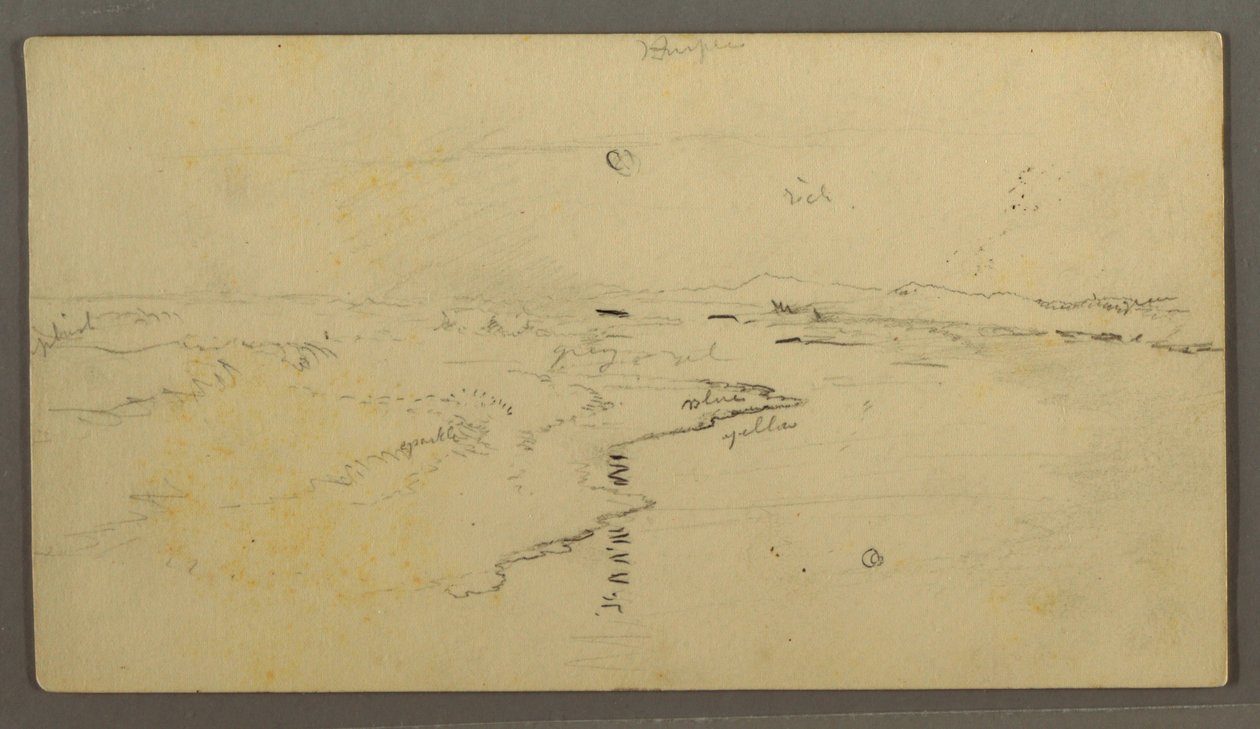 Tekening, rivier, weerspiegelde maan, 14 juni 1870 door Frederic Edwin Church