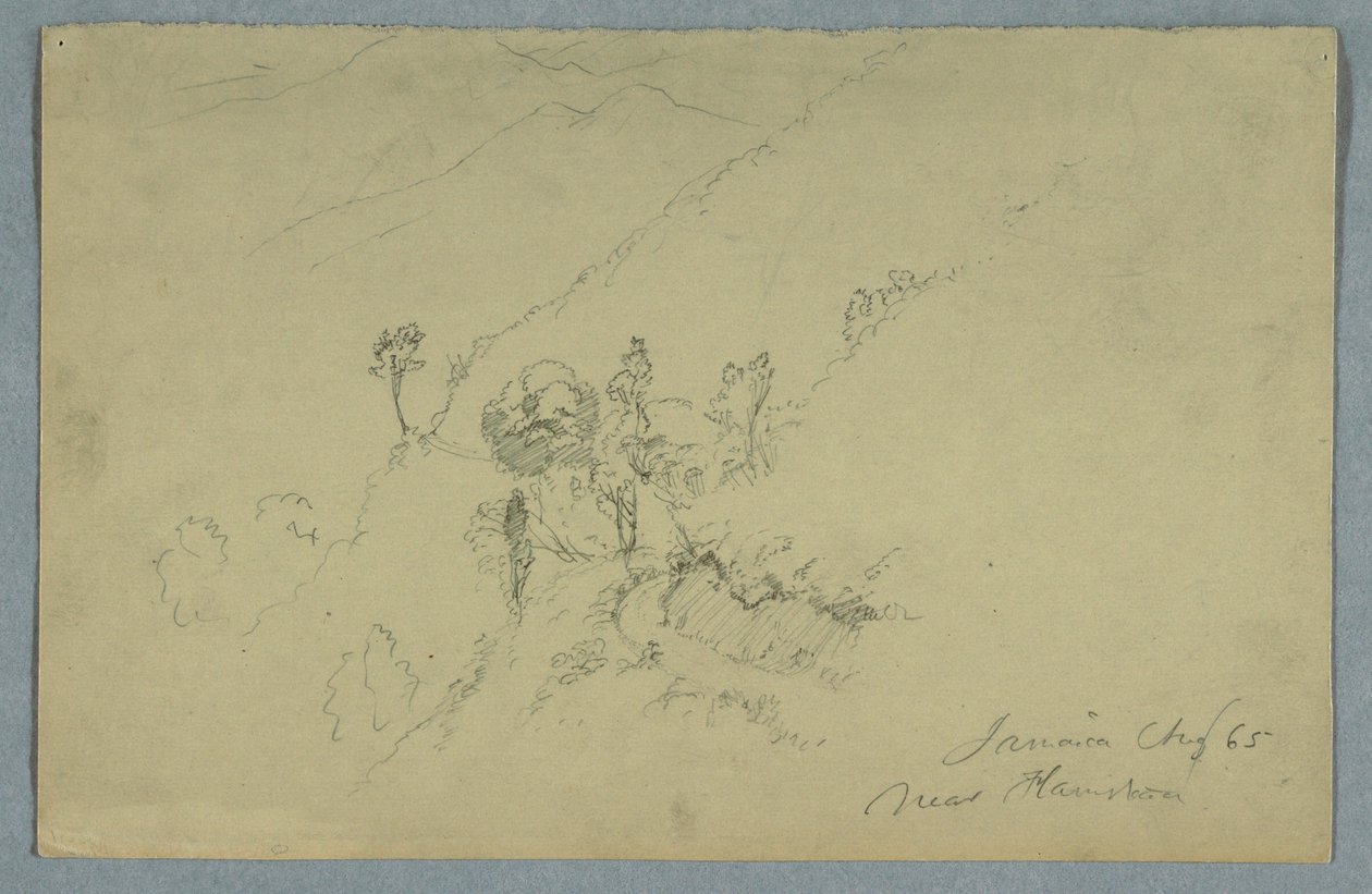 Tekening, Weg door de Blue Mountains, bij Homestead, Jamaica, augustus 1865 door Frederic Edwin Church