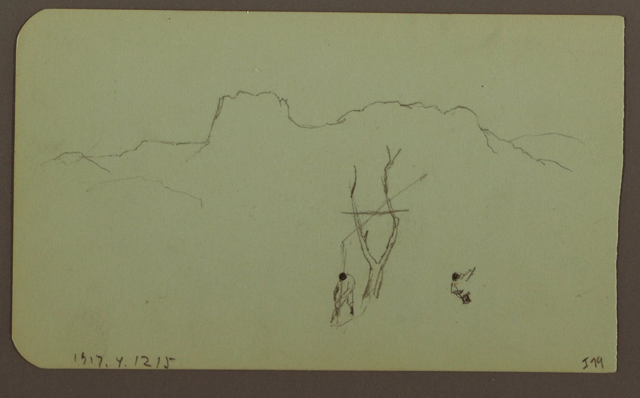 Tekening, Rotswand, Pilaster; Verso: Berglandschap, Figuren, 1883 door Frederic Edwin Church