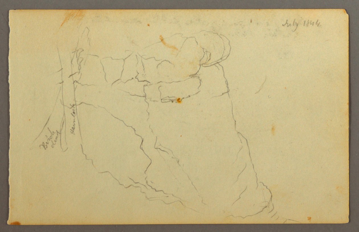 Tekening, Rotsen, 1844 door Frederic Edwin Church