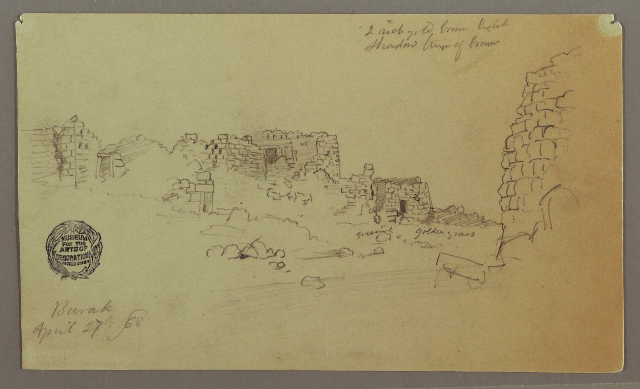 Tekening, Ruïnes, 27 april 1868 door Frederic Edwin Church