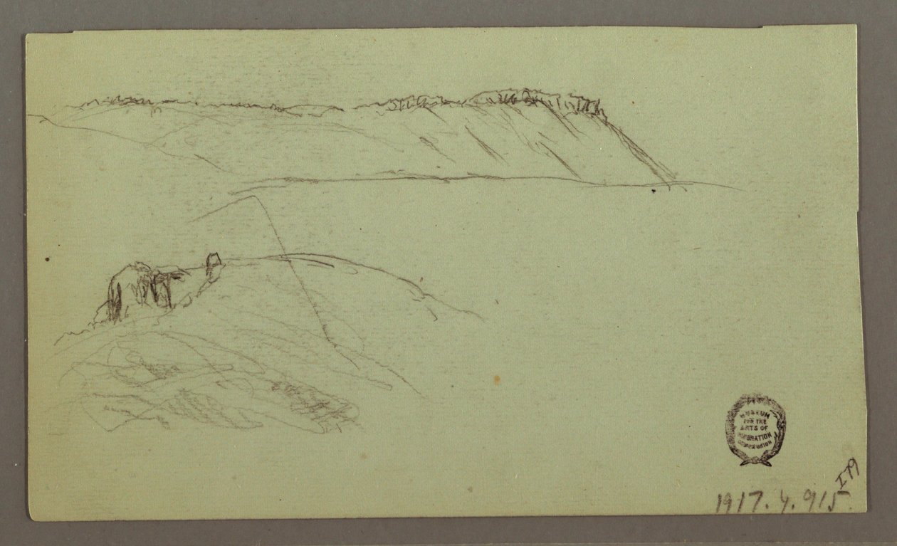 Tekening, Ruïnes omgeven door muren, tenten, twee figuurstudies, 28 april 1868 door Frederic Edwin Church