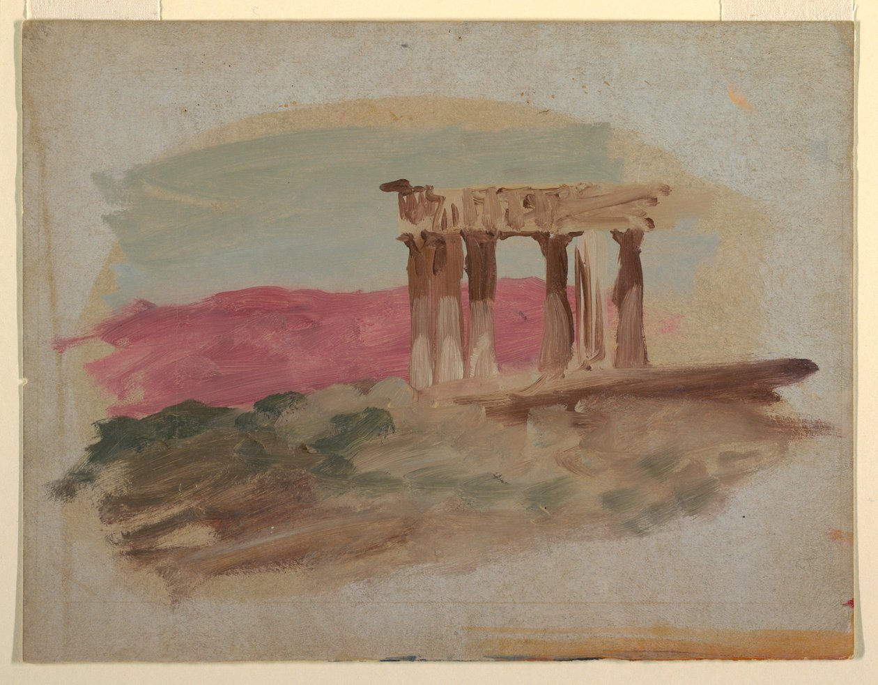 Tekening, Ruïnes van de Dorische Tempel, Korinthe, 1869 door Frederic Edwin Church