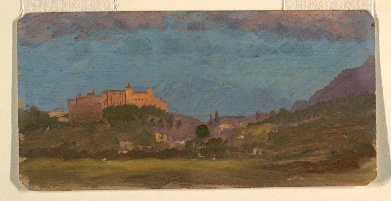 Tekening, Salzburg, Oostenrijk vanuit het oosten, juli 1868 door Frederic Edwin Church