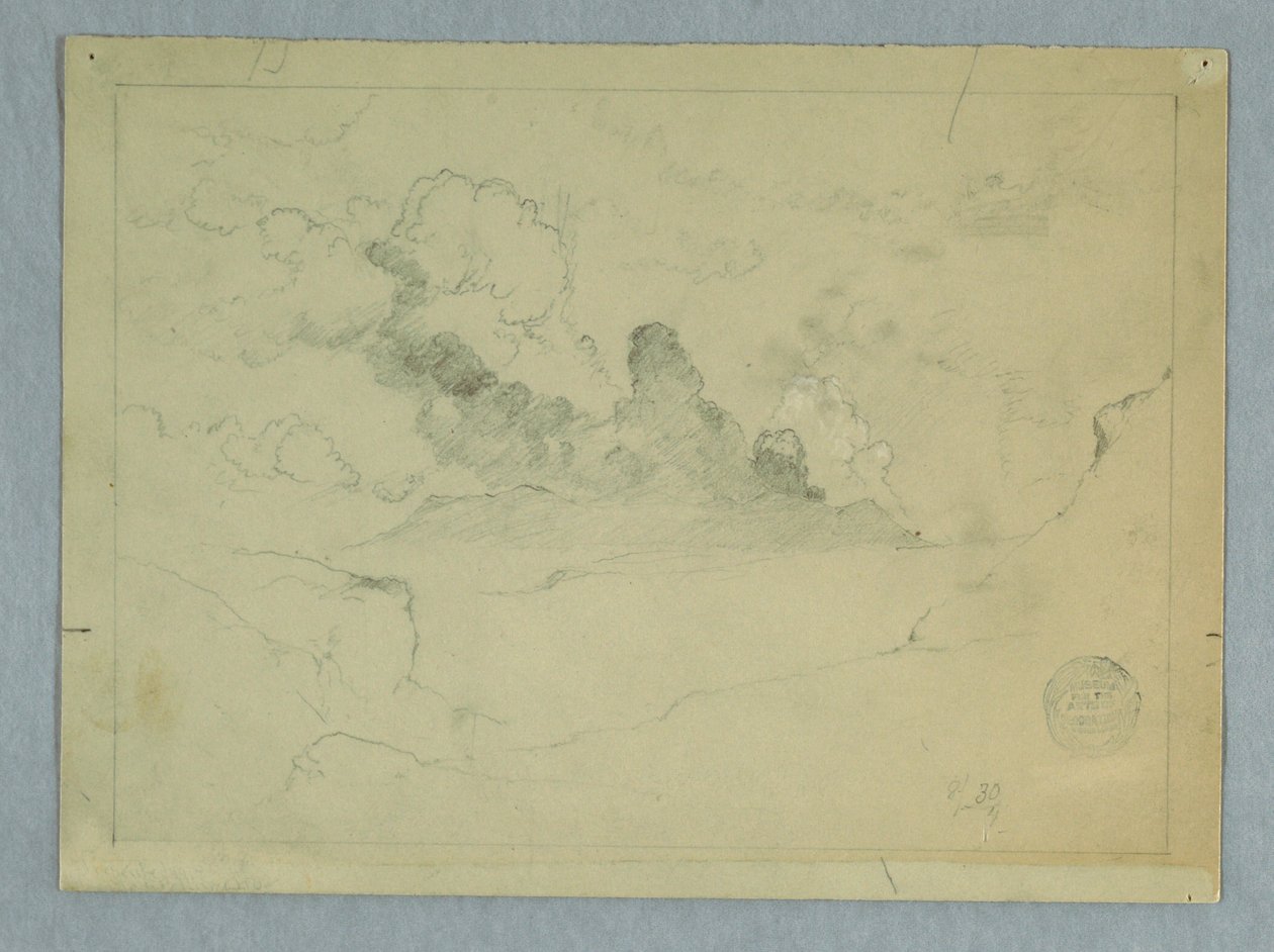 Tekening, Uitbarstende vulkaan Sangay, Ecuador, 1857-62 door Frederic Edwin Church