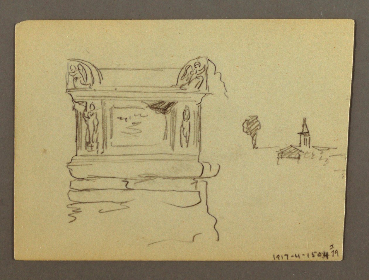 Tekening, Sarcofaag, mogelijk 1868-69 door Frederic Edwin Church