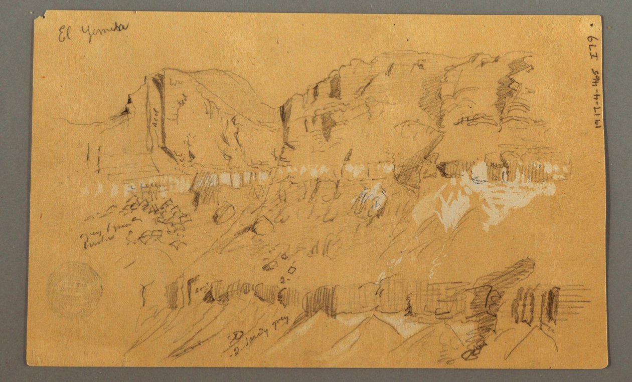 Tekening, Schetsen, El Jemen Vallei, "Arabië", mogelijk 1868, 20 februari door Frederic Edwin Church