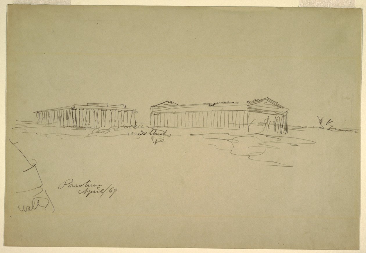 Tekening, Schetsen, Paestum, Zuid-Italië, april 1869 door Frederic Edwin Church