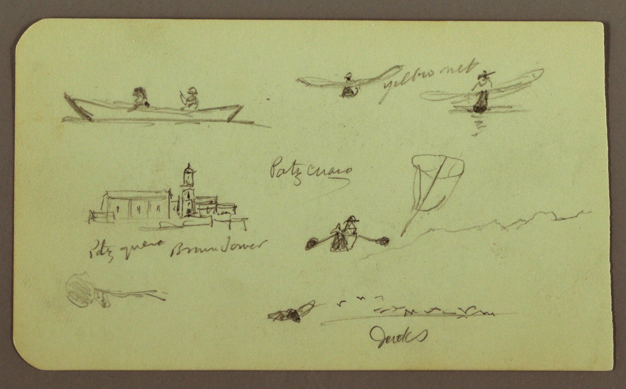 Tekening, Schetsen van Patzcuaro; Verso: Kerk, Atlatahuca, 1883 door Frederic Edwin Church