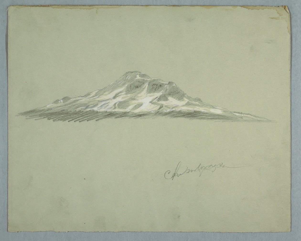 Tekening, Besneeuwde top van de berg Chimborazo, Ecuador, juli 1857 door Frederic Edwin Church