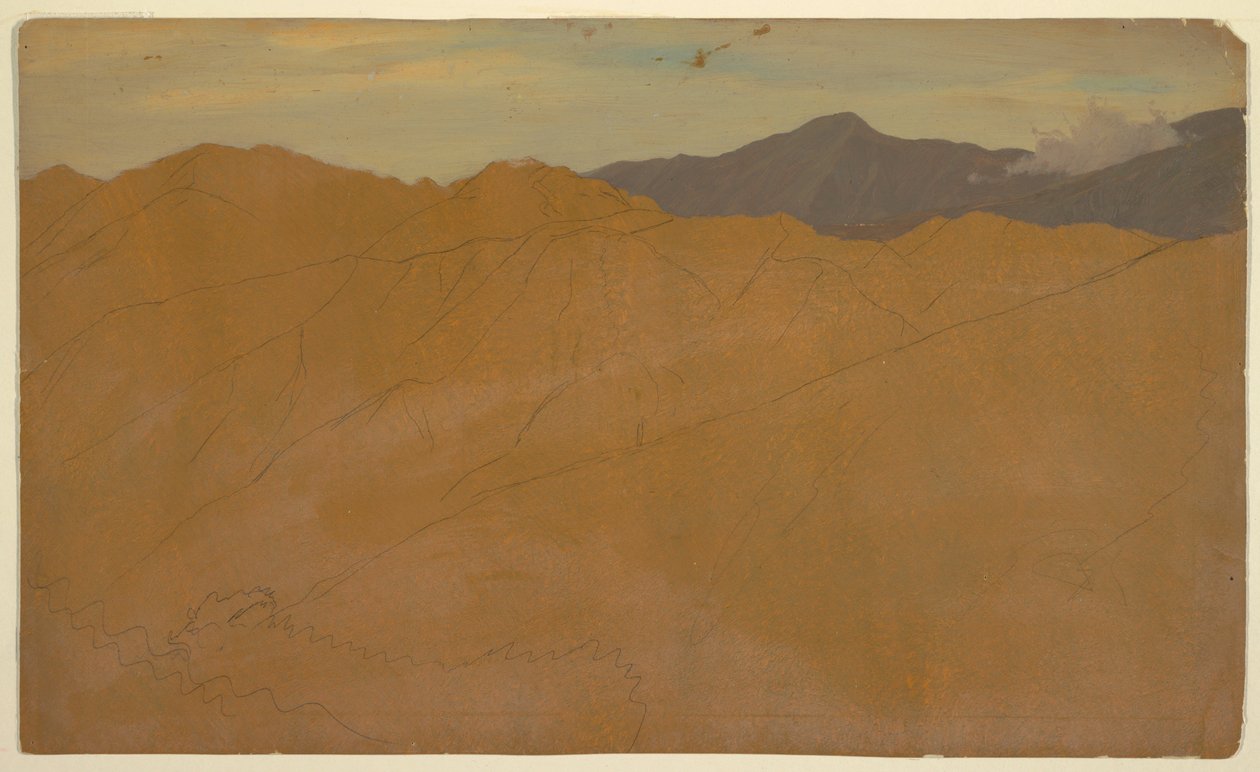 Tekening, Zuid-Amerikaanse bergen, 1853 of 1857 door Frederic Edwin Church